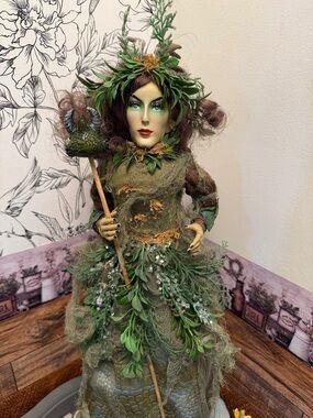 Handcrafted Forest Fairy Doll in Green and Brown